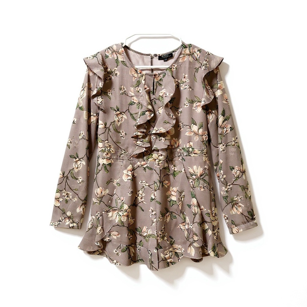 Floral Ruffle Jumpsuit - Purple